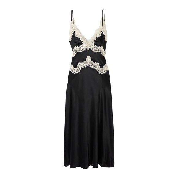 Doen Dresses & Skirts - Doen Obelia Lace-Trimmed Silk Satin Dress